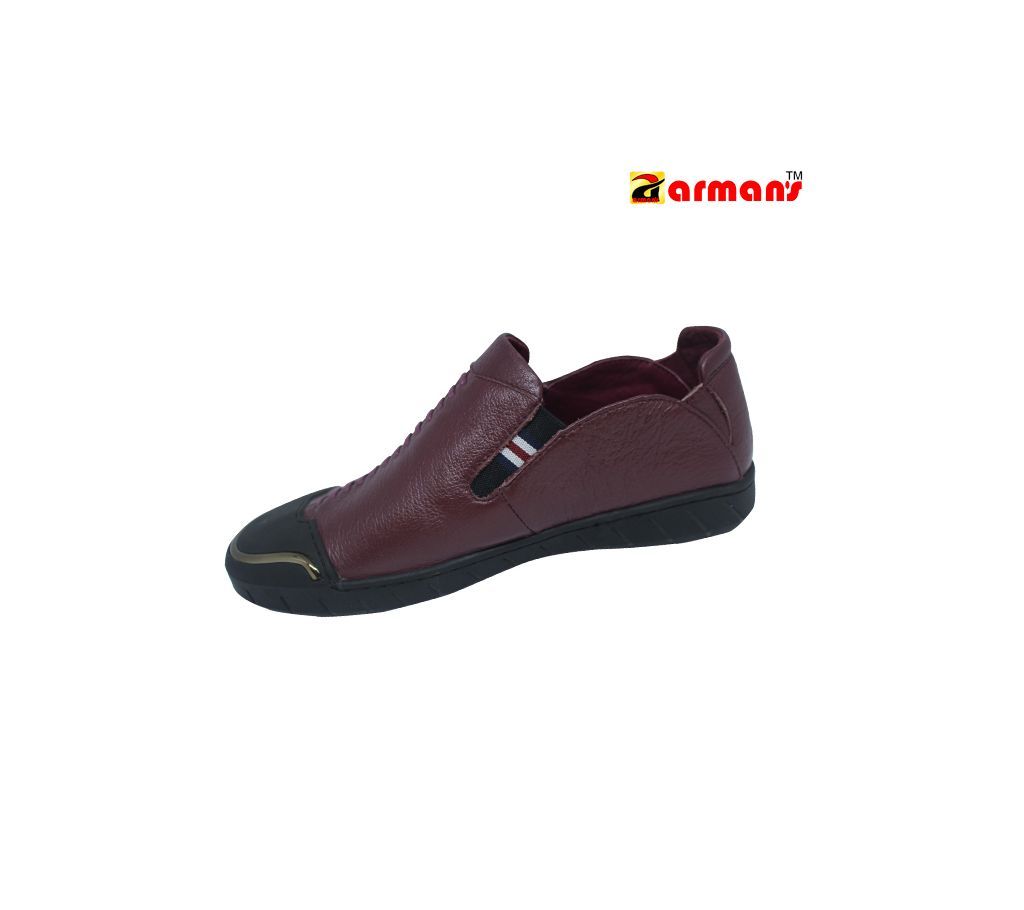 Maroon Leather Slip on for Men