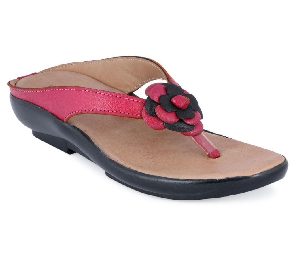 Leather Flat Sandal for Women- Pink