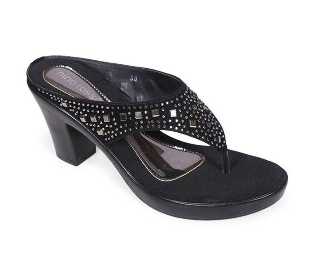 Nino Rossi Black Color Leather Ladies Heel Sandal