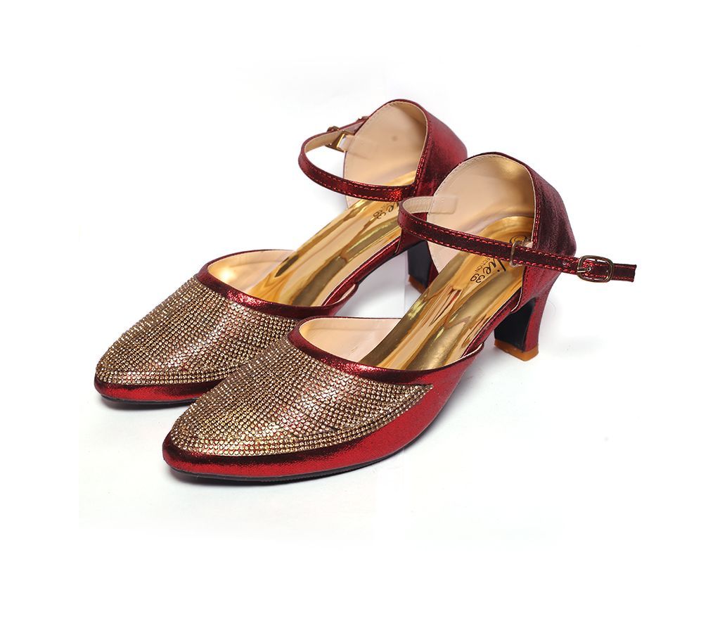 Maroon Artificial Leather Heeled Sandal for Women