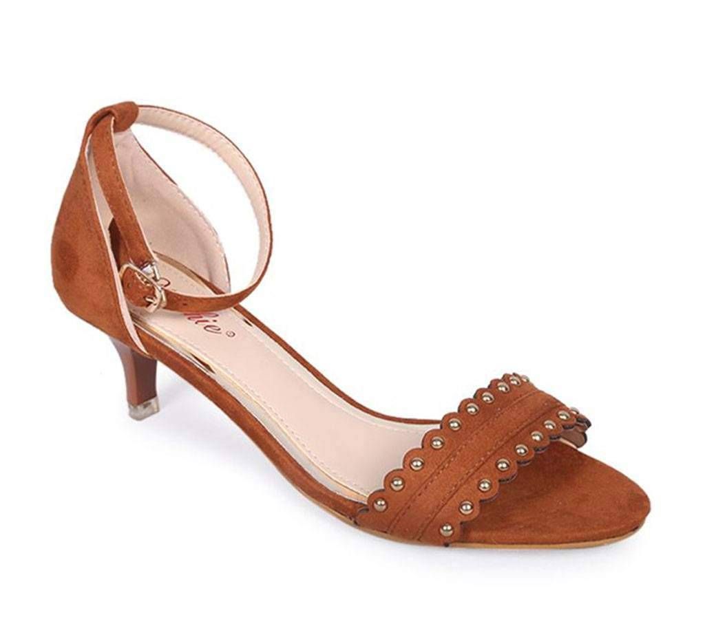 Moochie Brown Ladies Suede Leather Heel Sandal