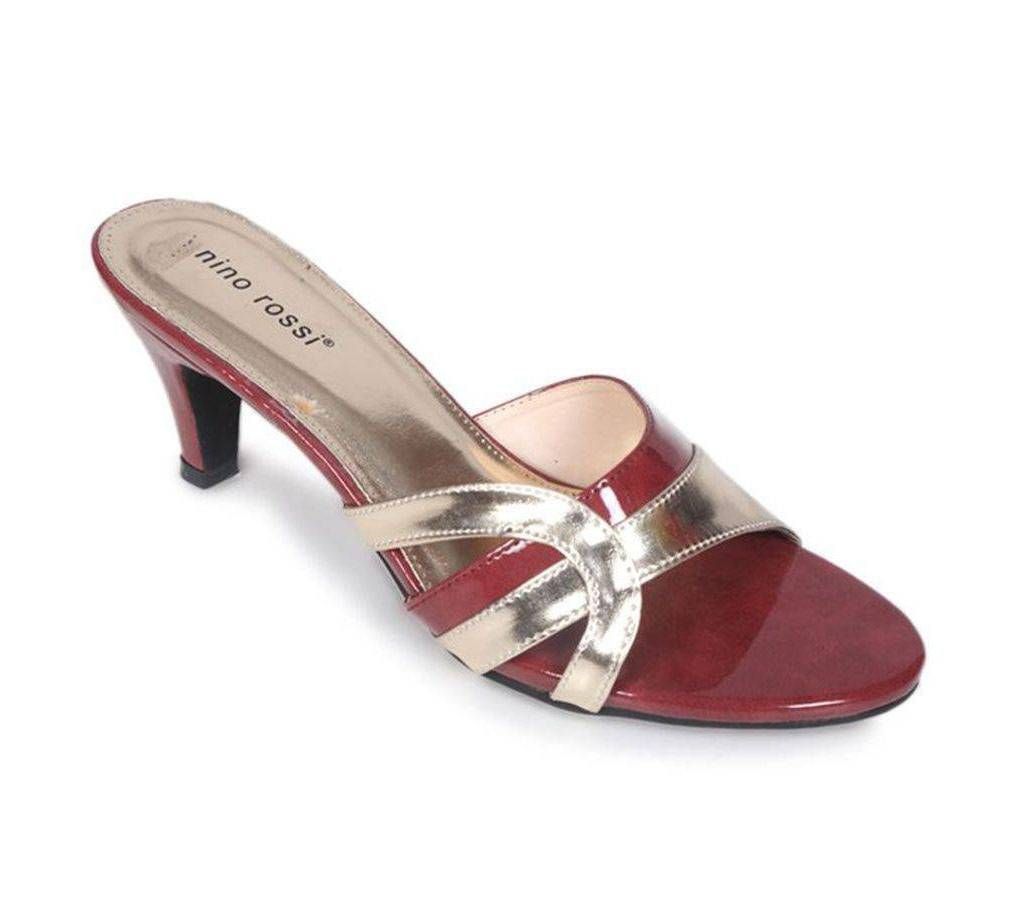 Nino Rossi Maroon & Golden Leather Ladies Semi Heel