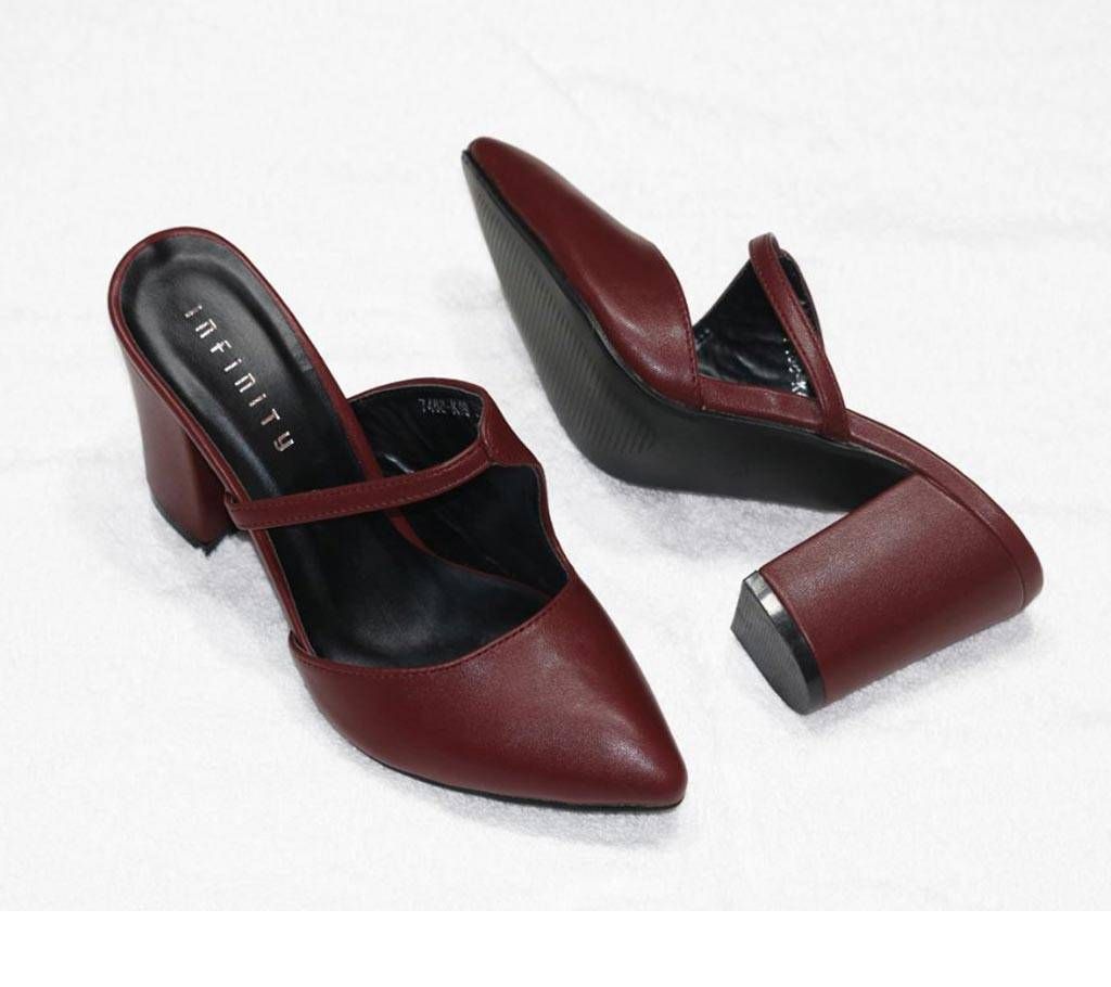 Artificial Leather Ladies Heels Shoes 