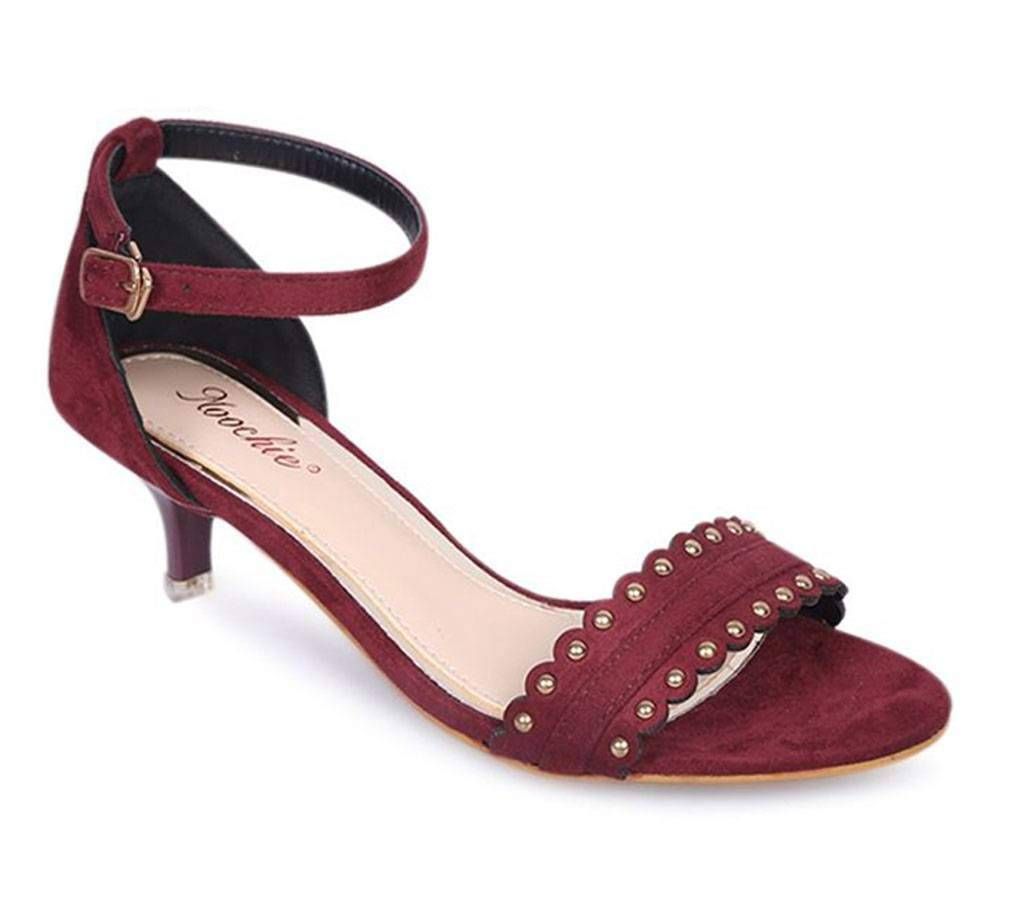 Moochie Maroon Ladies Suede Leather Heel Sandal