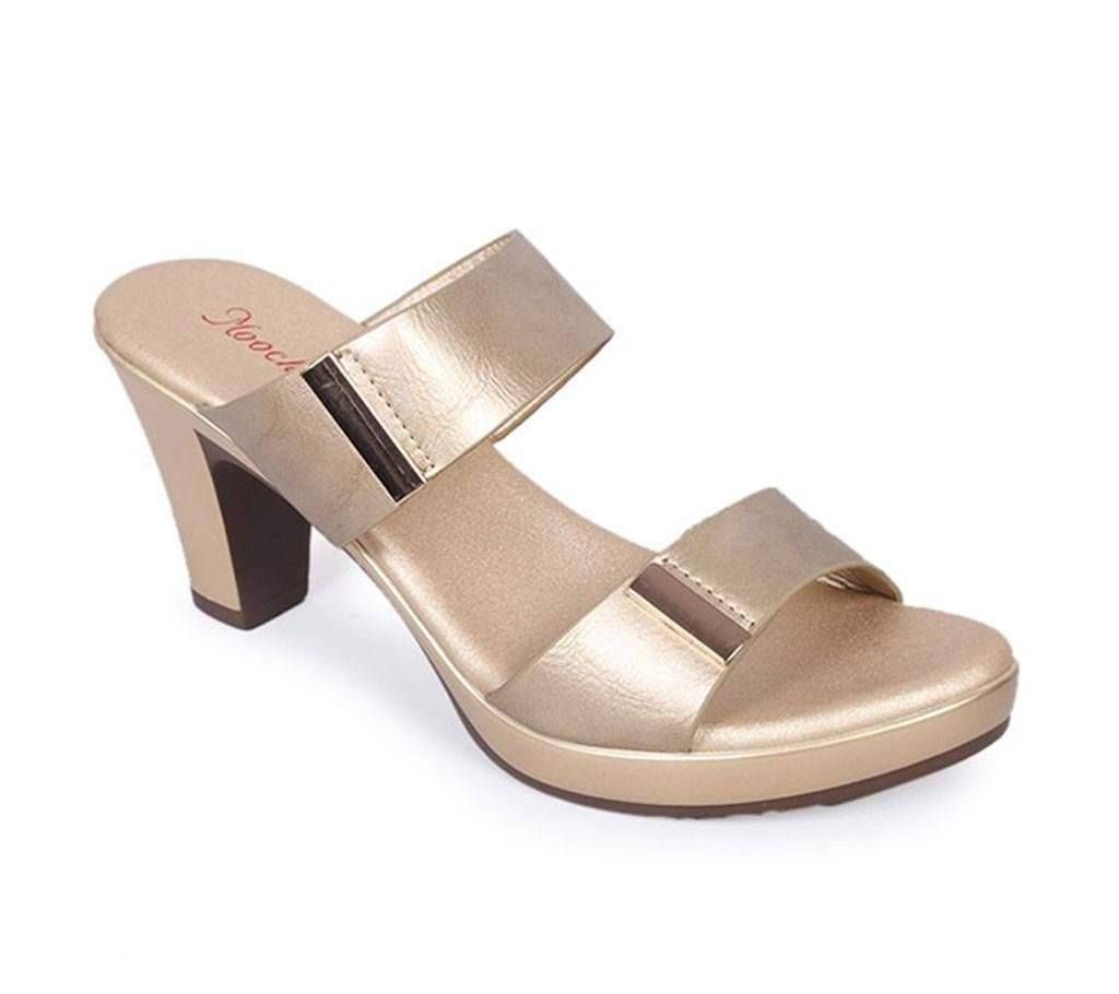 Moochie Beige Ladies Smooth Leather Heel Sandal