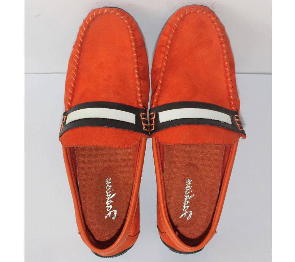 ORANGE COLOR ARTIFICIAL LEATHER LOAFER FOR MEN