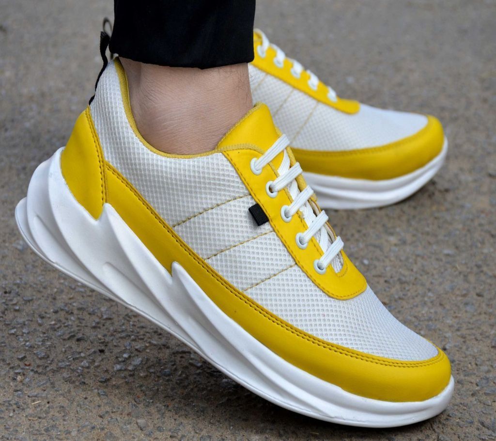 Yellow Mesh Men Sport Sneaker Shoes 13