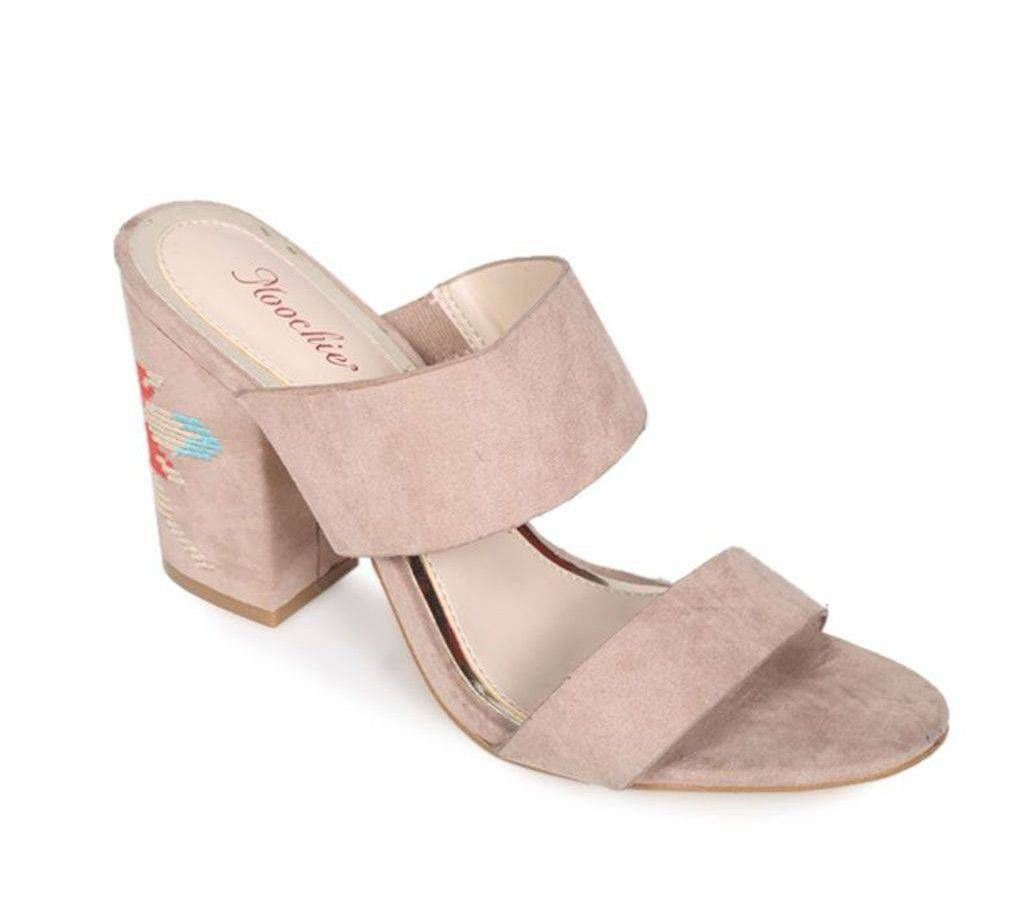 Moochie Beige Color Leather Ladies Heel Sandal