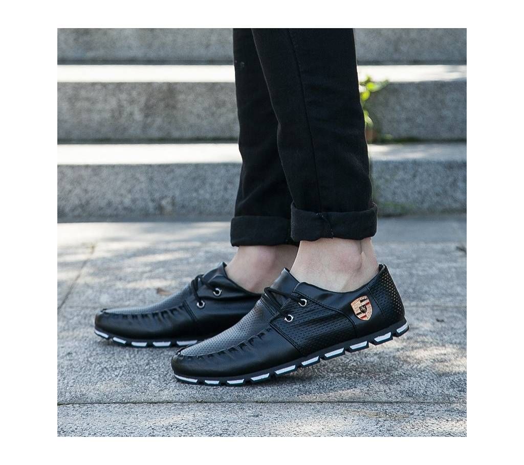 Rubnber Sole Chinese Casual Shoes For men ( Black) 