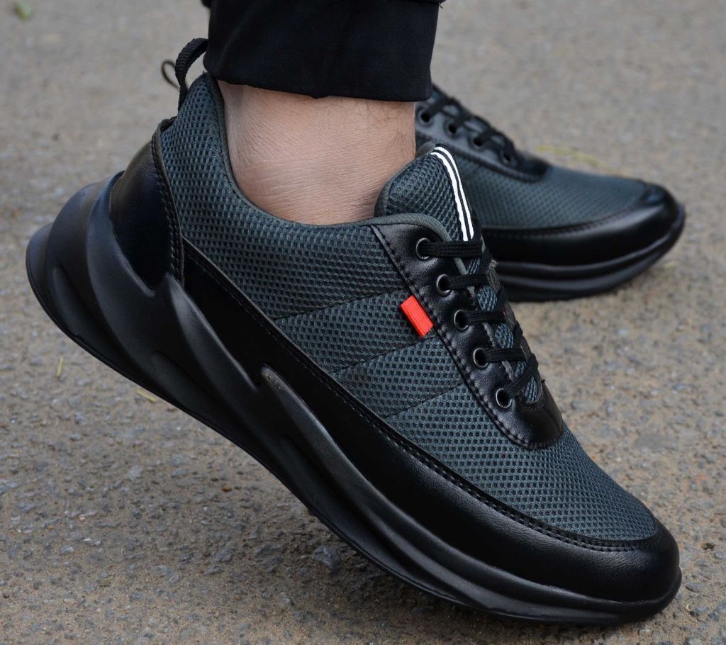 Black Mesh Men Sport Sneaker Shoes a