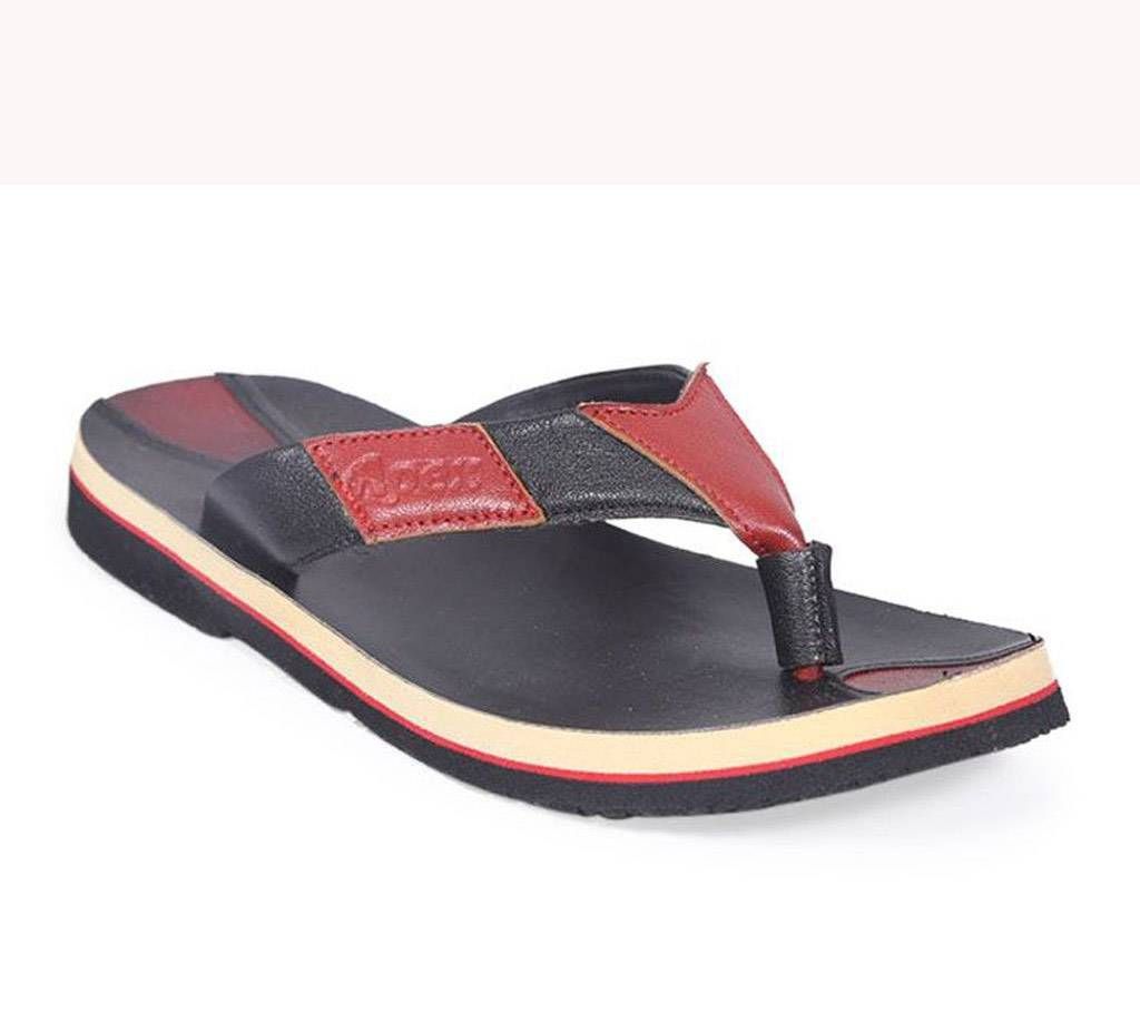 Apex Maroon and Black Leather Men's sandal
