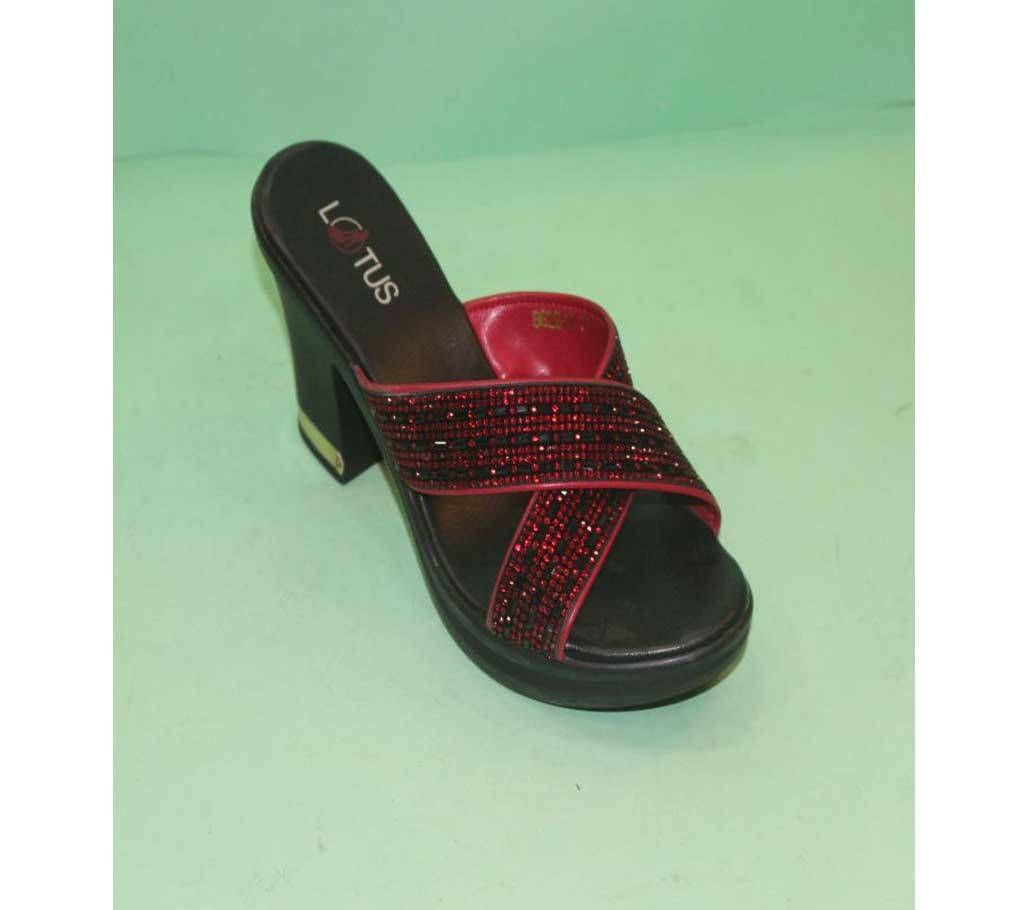 Lotus Maroon Artificial Leather Balanced Heel for Women