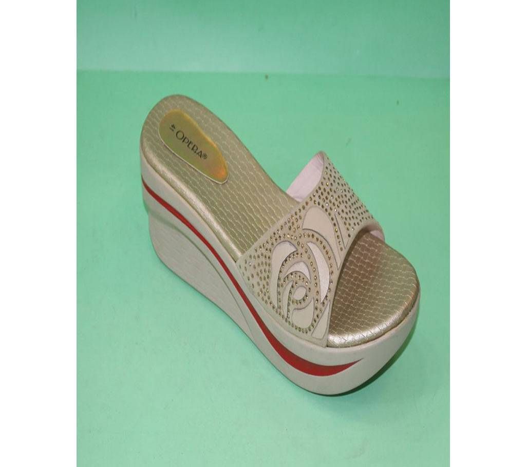 Cream Artificial  Leather Mid to High Wedges For Women