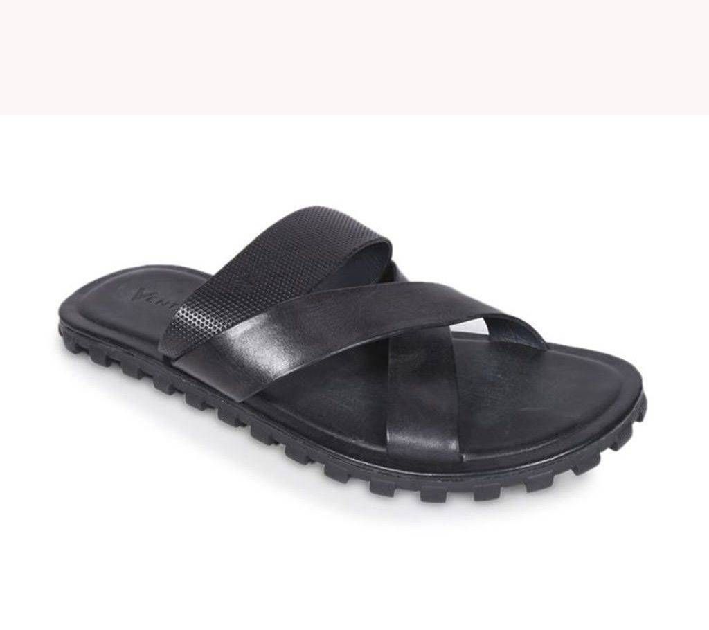 Venturini Men's Black Leather Sandal

