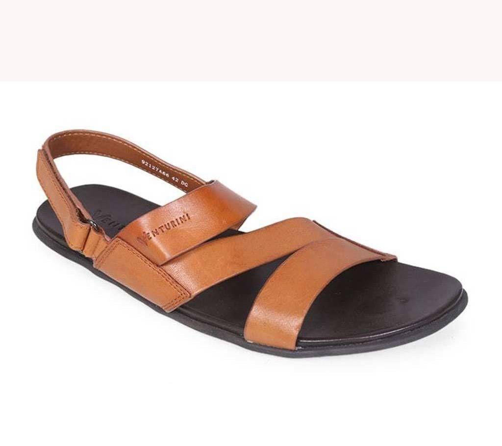 Venturini Men's Brown Burnished Leather Sandal

