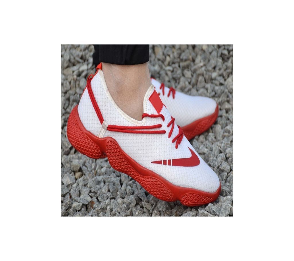 Men Sport Sneaker Shoes-White Mesh 
