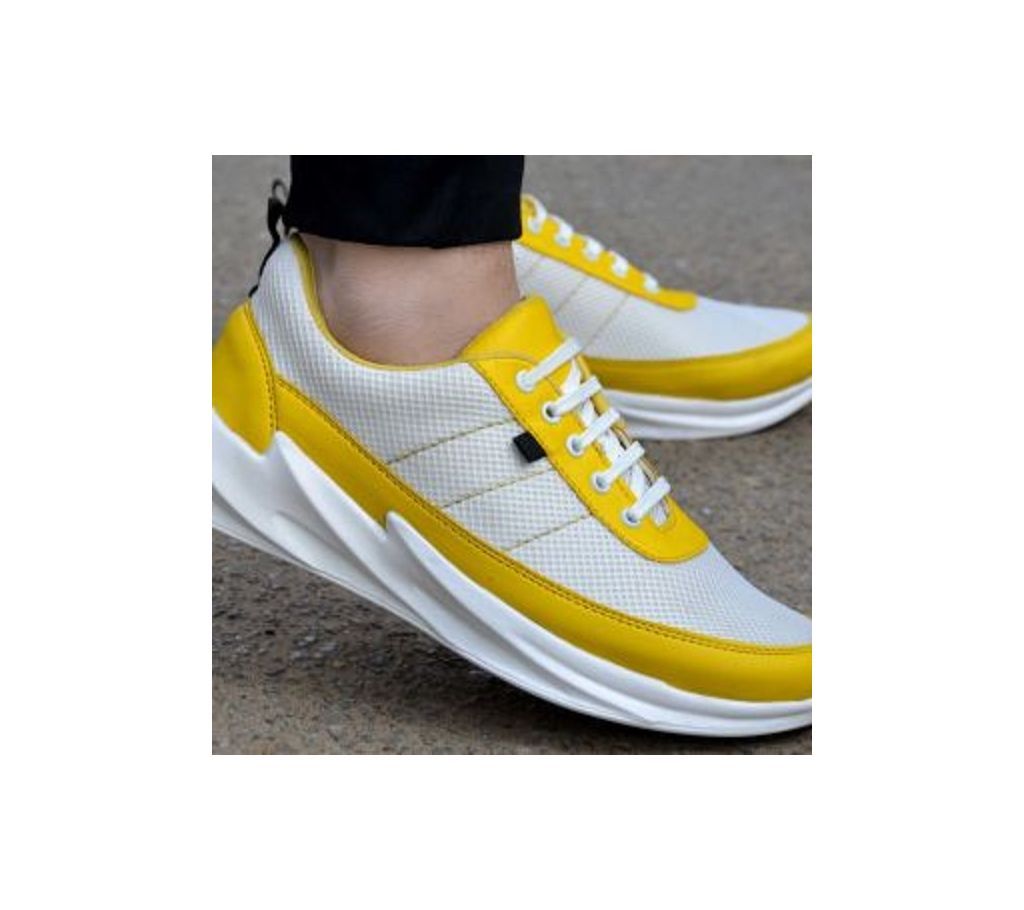 Yellow Mesh Men Sport Sneaker Shoes