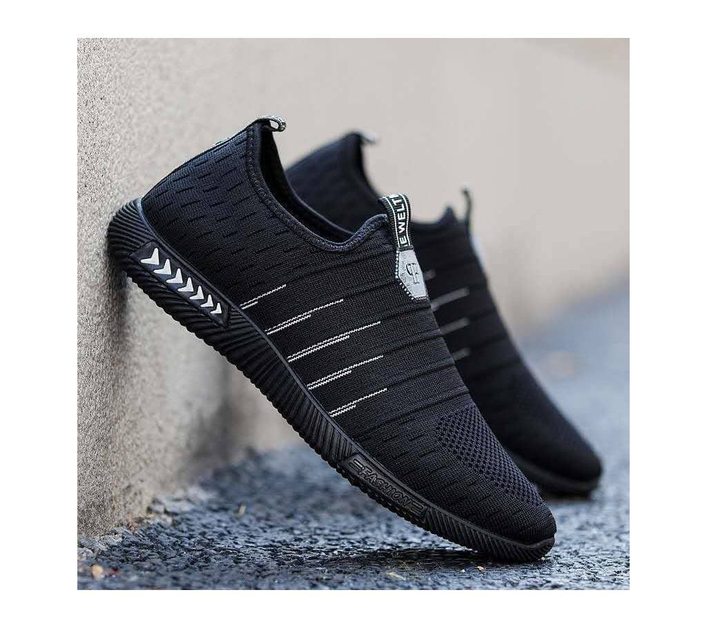 Comfortable fashion flymesh sport mens black casual shoes for sale athletic mens running shoes