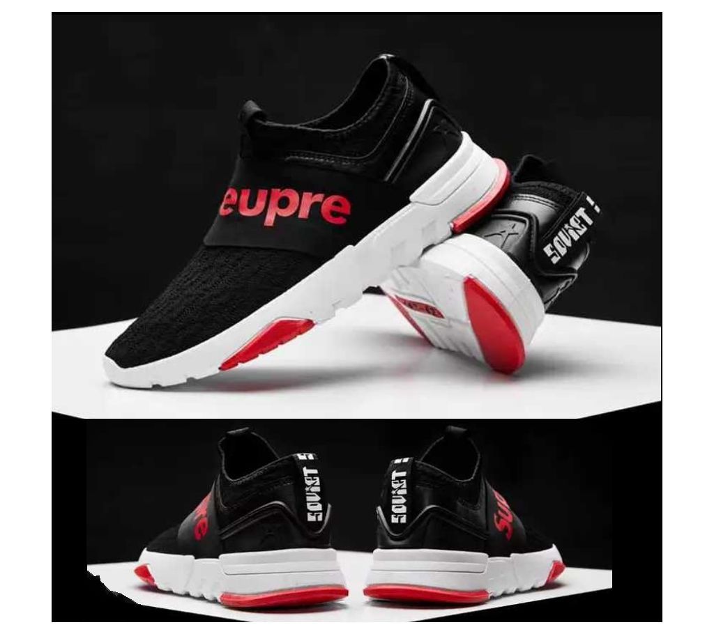 Supeupre Black Lightweight Sneakers Mesh Breathable