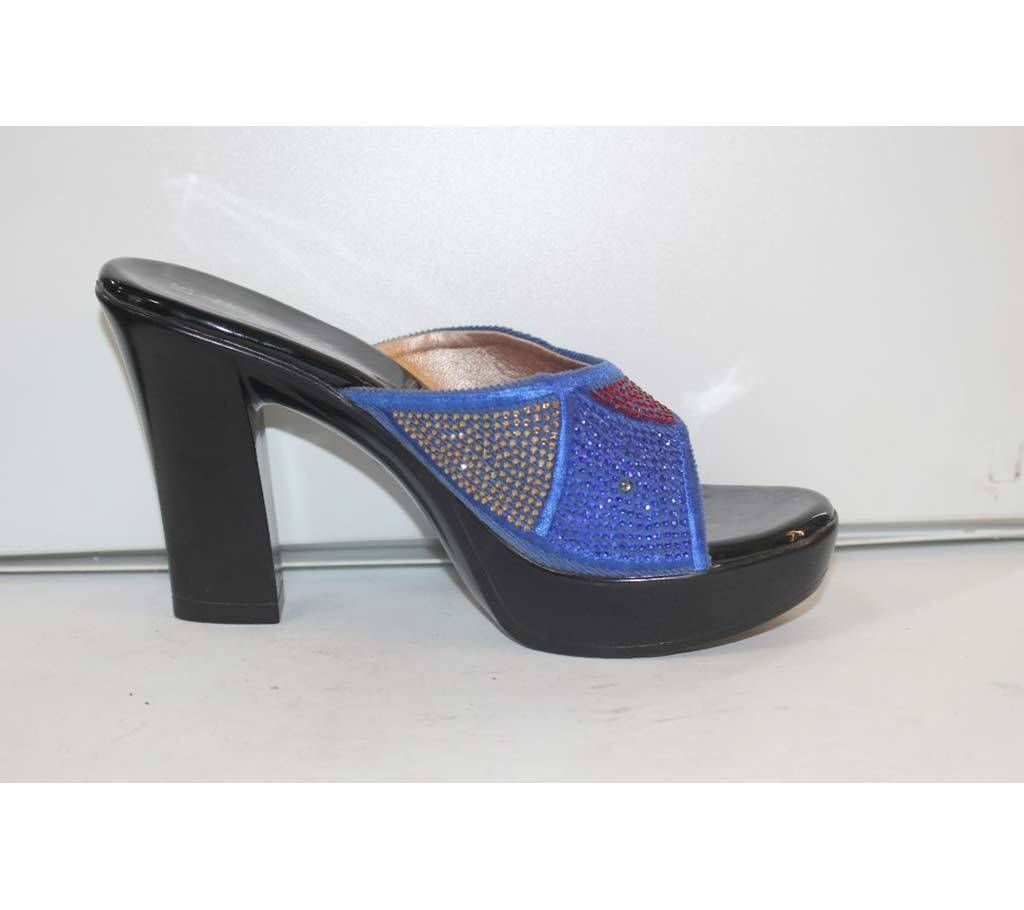 Blue Artificial Leather Heeled Sandal for Women