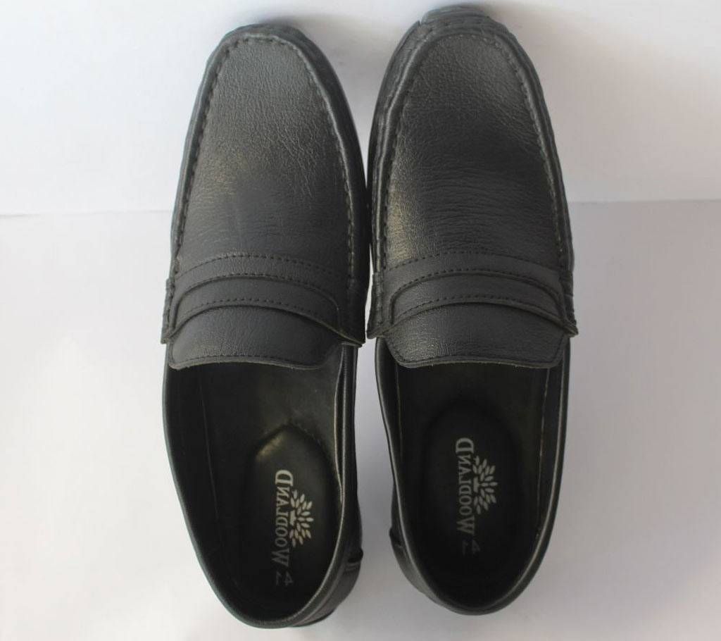 BLACK WOODLAND GENUINE LEATHER LOAFER FOR MEN