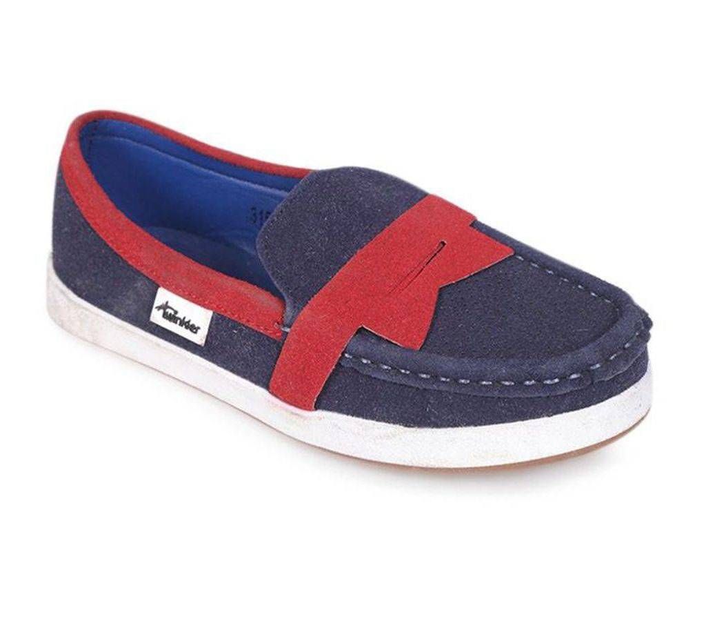 Twinkler Navy Blue Leather Junior Boy's Shoe