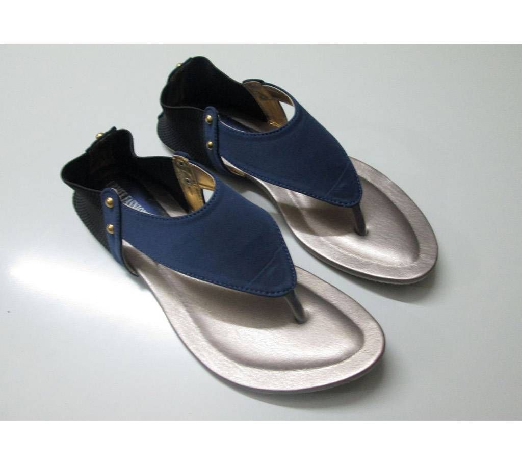 Blue Artificial Leather Flat Sandal for Women