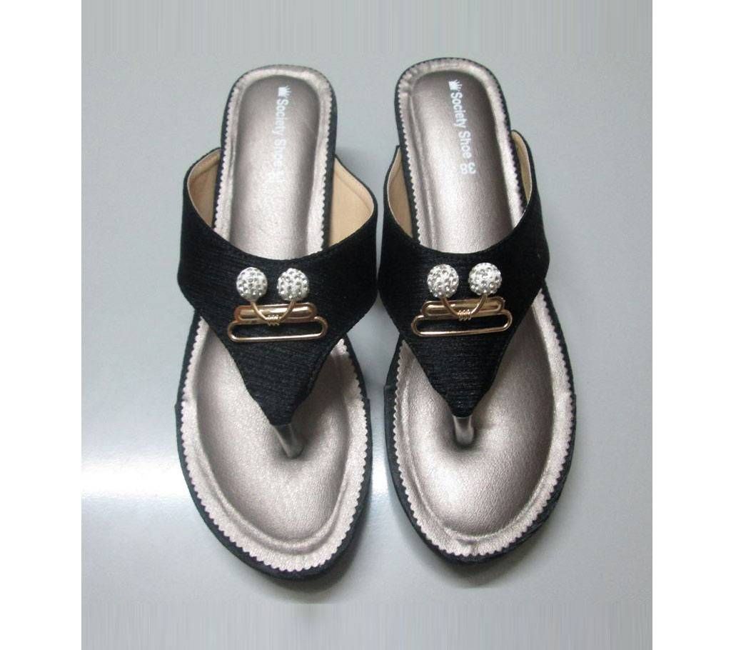 Black PU Leather Heeled Sandal For Women