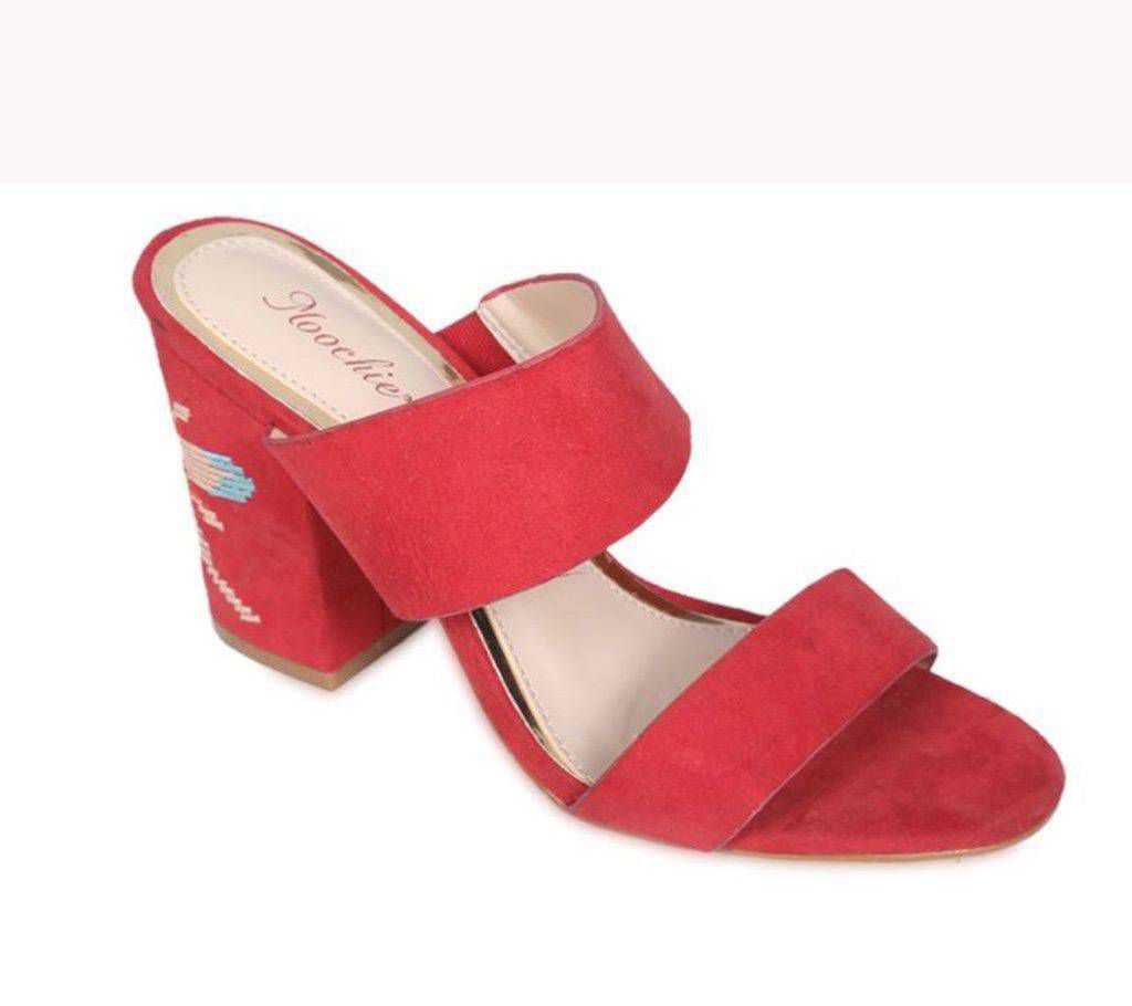Moochie Red Color Leather Ladies Heel Sandal