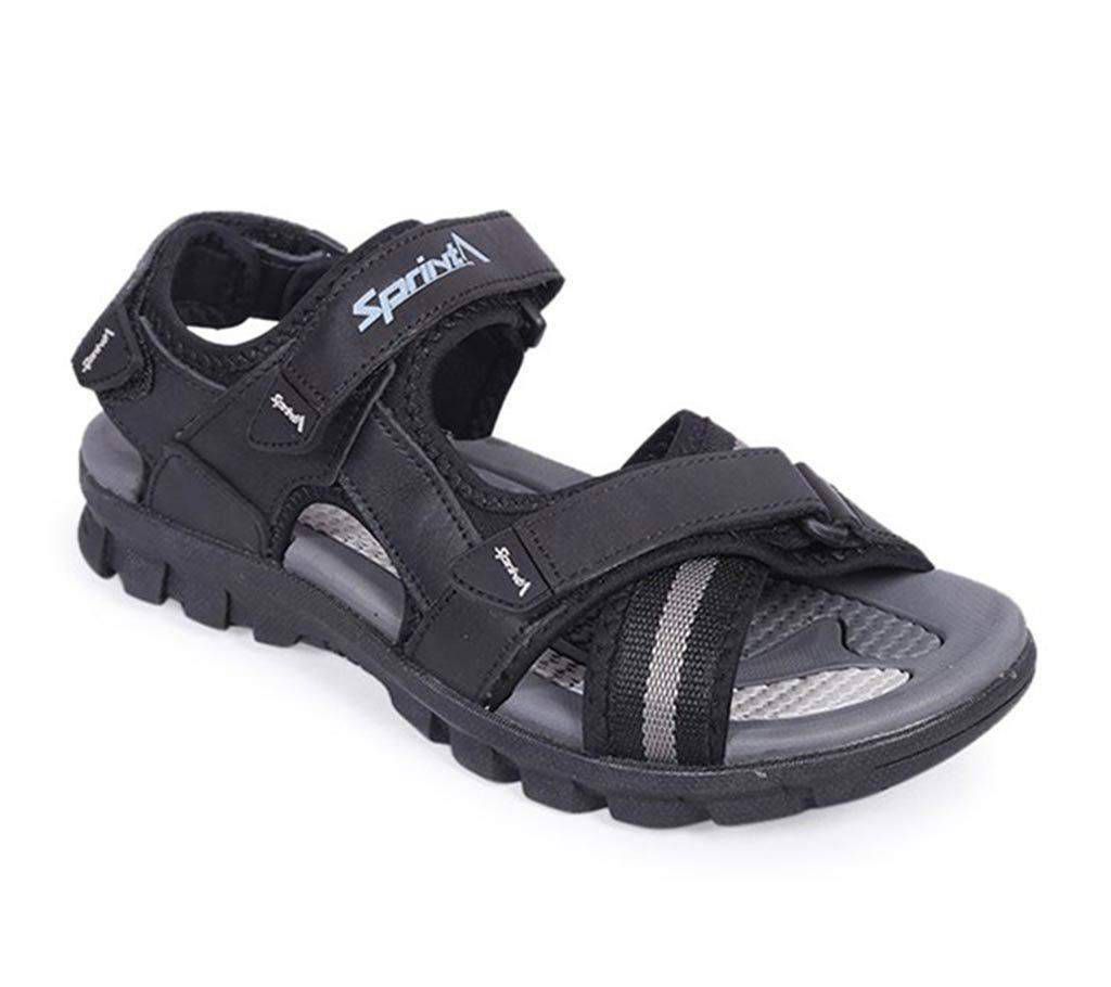 Sprint Black Men's Leather Sandal