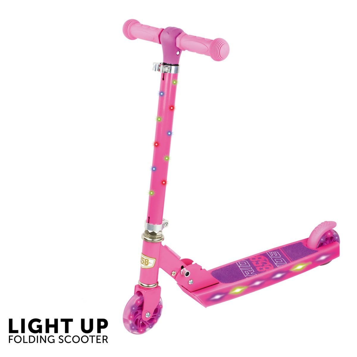 858 Light Up Folding Scooter - Pink