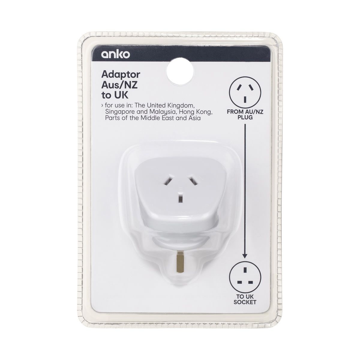 Adaptor - AU/NZ Plug to UK Socket - Triple Flat Pins