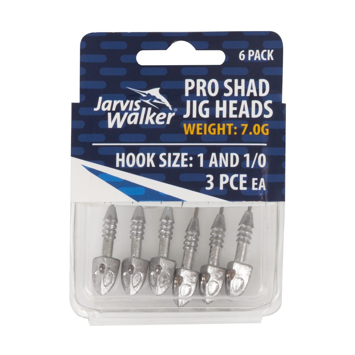 Jarvis Walker 6 Pack Pro Shad Jig Heads 1/4oz Size 1 and 1/0