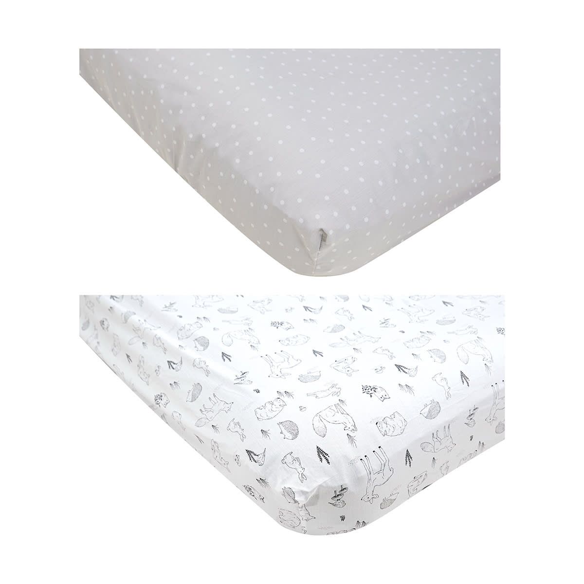 2 Pack Organic Cotton Fitted Cot Sheets