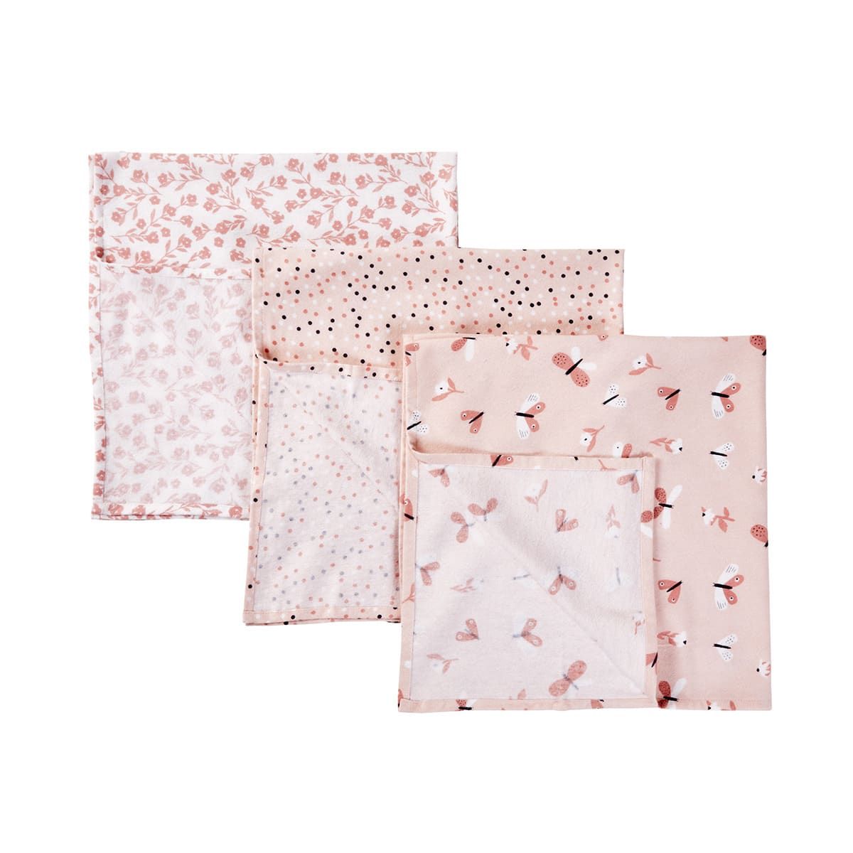 3 Pack Flannelette Cotton Wraps - Butterfly