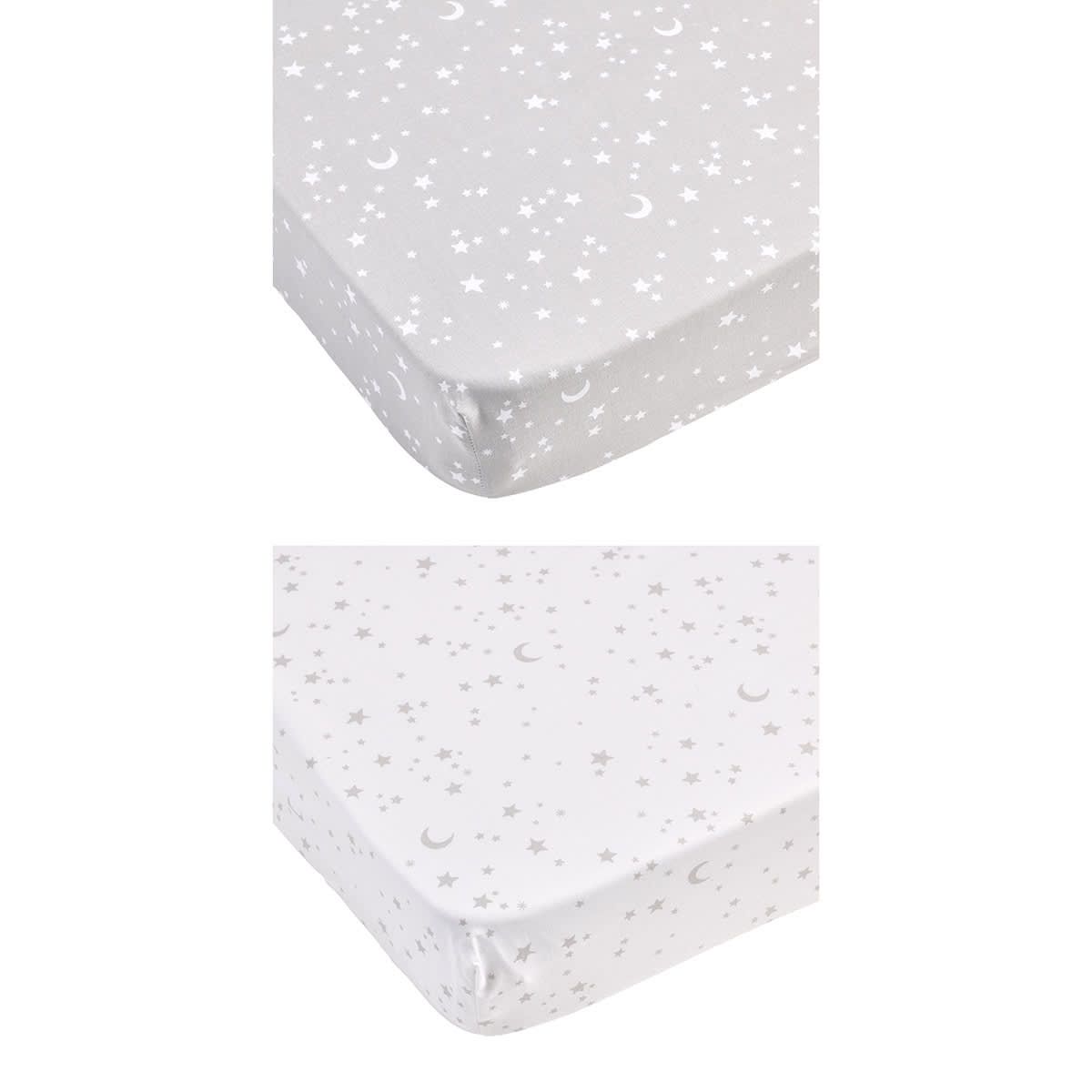 2 Pack Cotton Fitted Cot Sheets - Stars