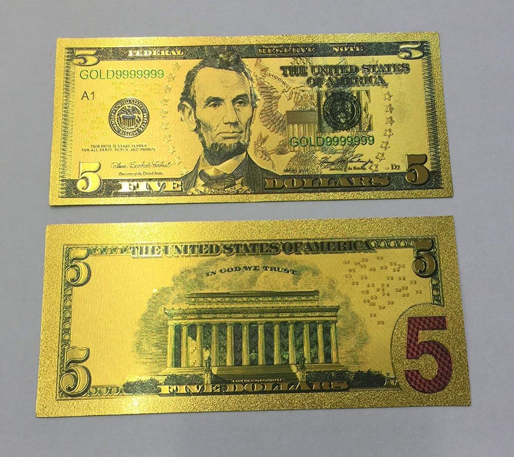 50 American Dollar Bill 24k Gold Art Collectibles Plated Fake Banknote Currency for Decoration or Gift