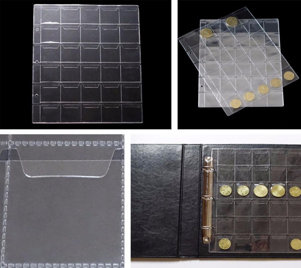 Classic 30 Pockets Plastic Clear Coin Pages Album