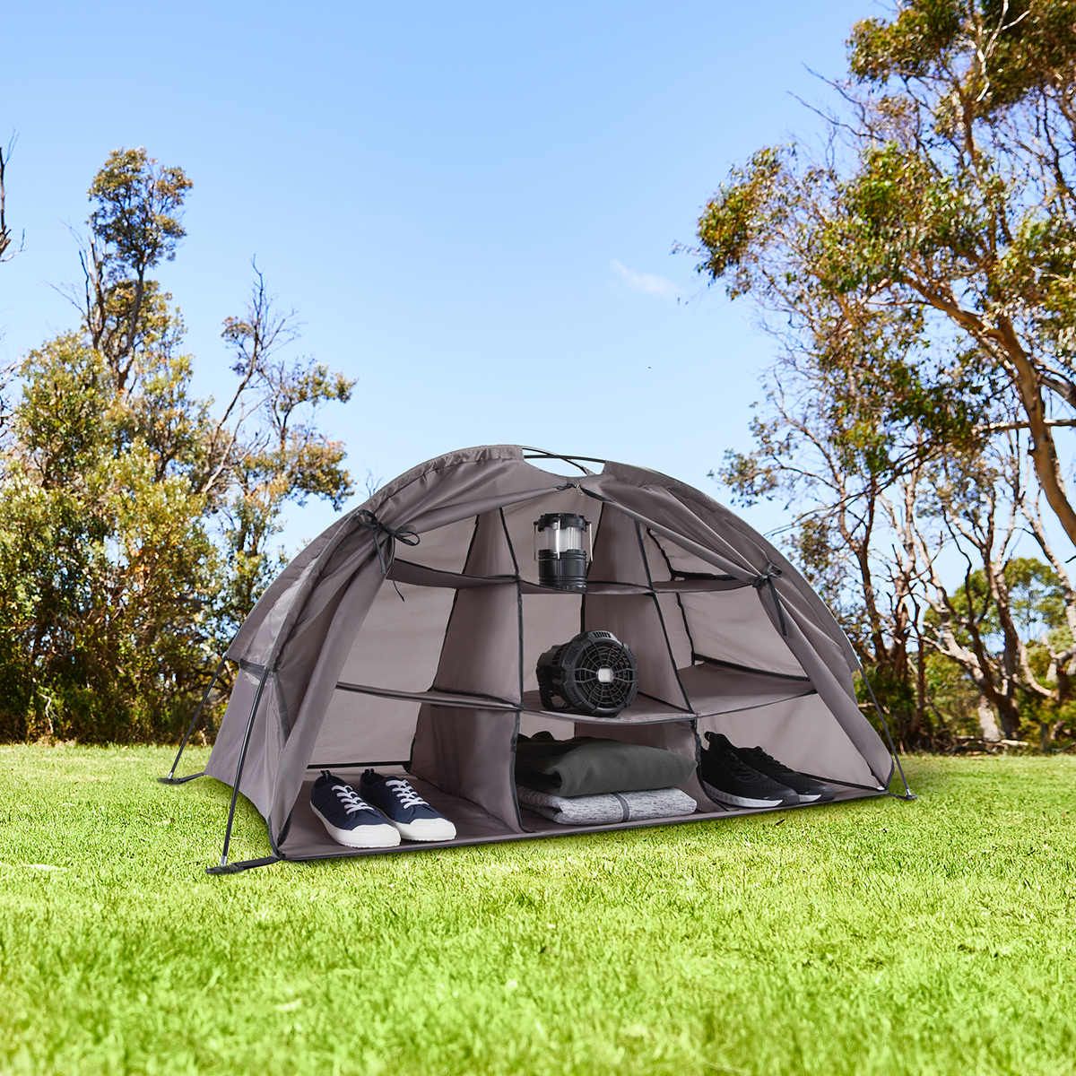 Pop Up Storage Tent with Shelves