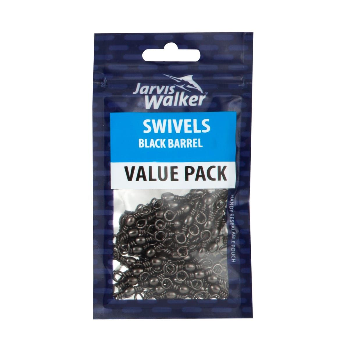55 Pack Jarvis Walker Black Barrel Bulk Pack Swivels - Size 6