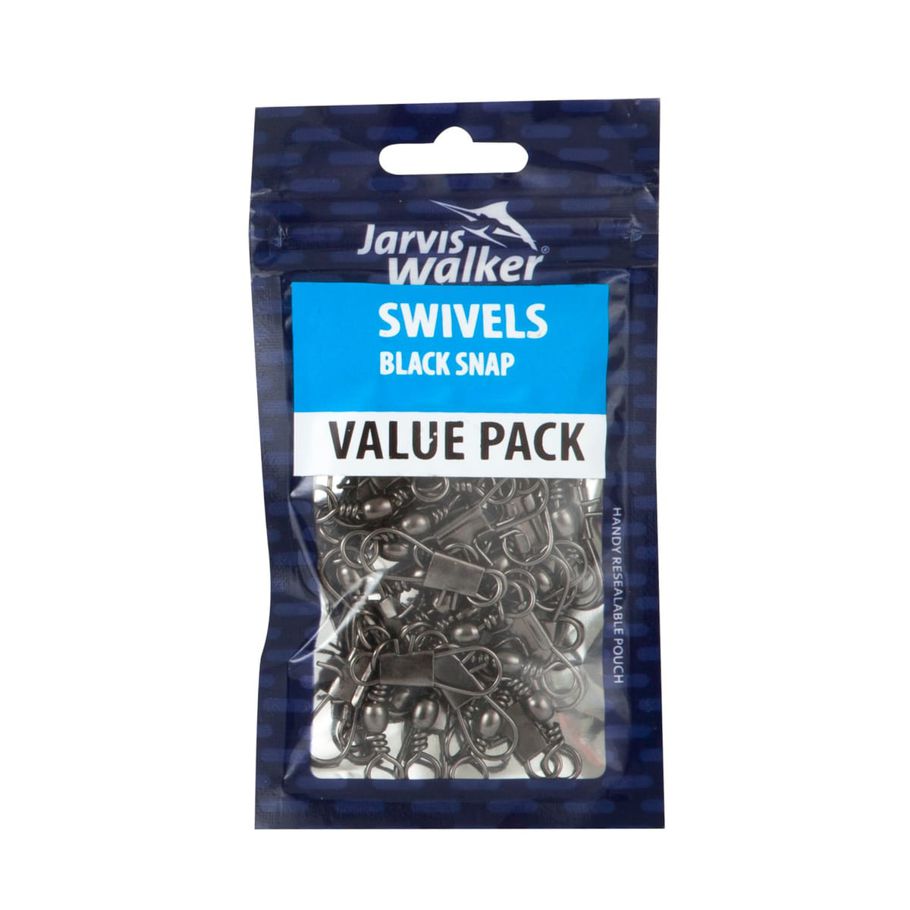25 Pack Jarvis Walker Black Snap Bulk Pack Swivels - Size 4