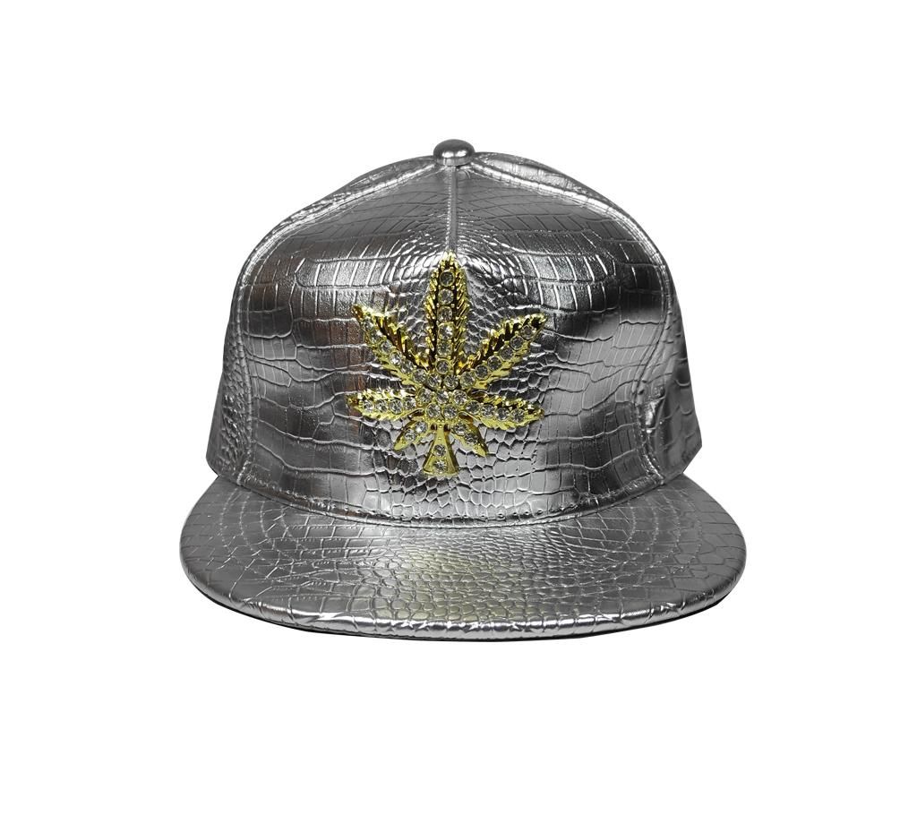 Weed Logo Silver Dj Cap For Men