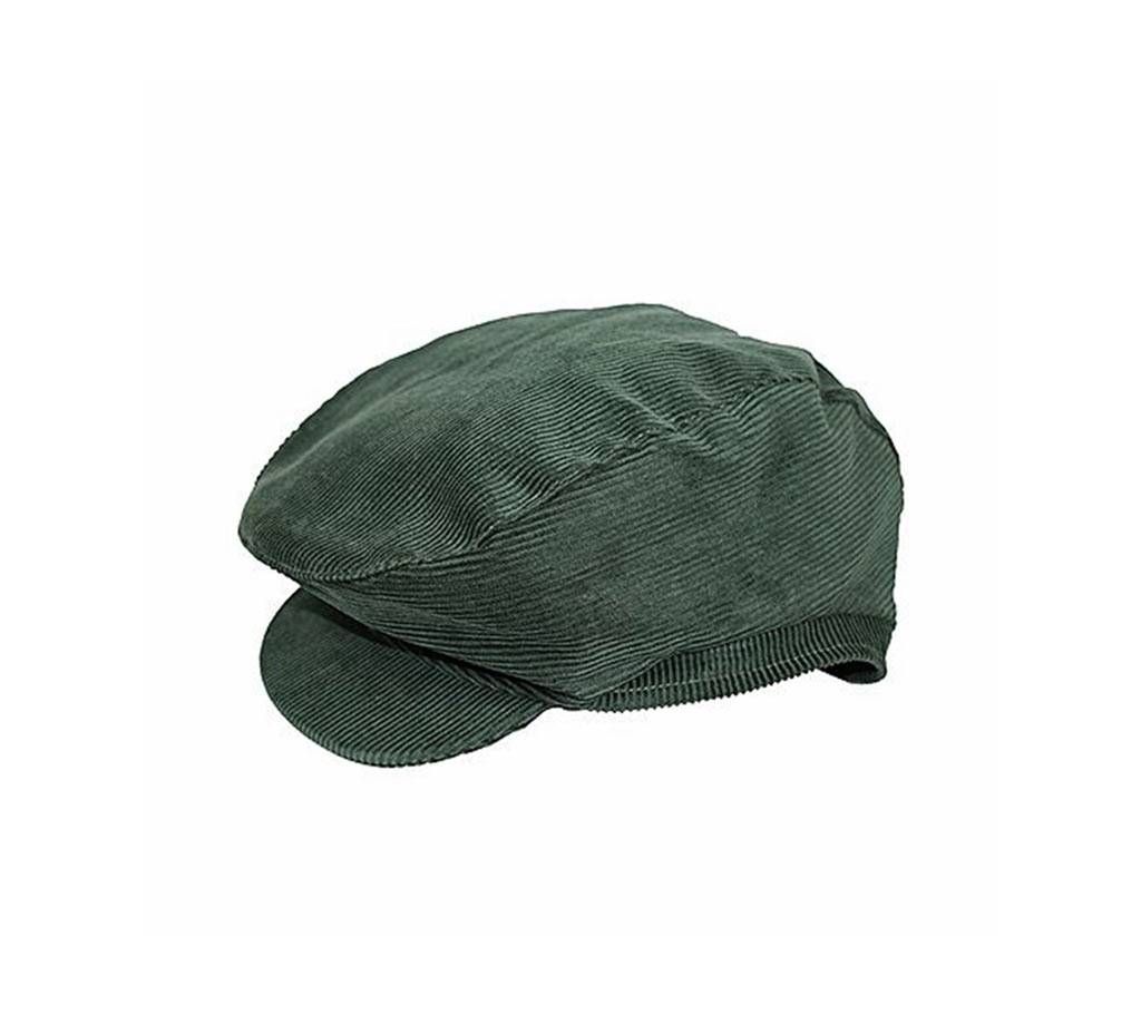 Short Brim Green Velvet Cap for Men