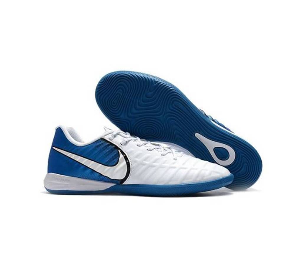 White and Blue Rubber Football Boot for Men