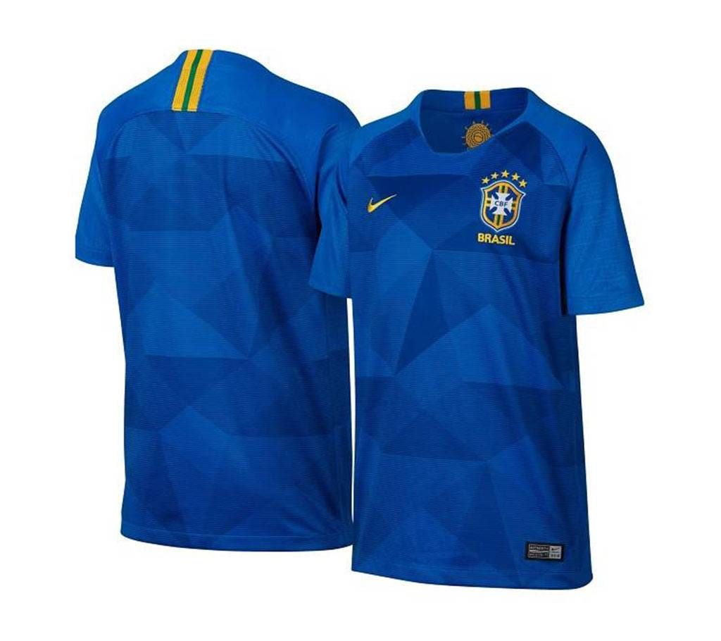 World Cup 2018 Brazil Blue Half Sleeve Jersey