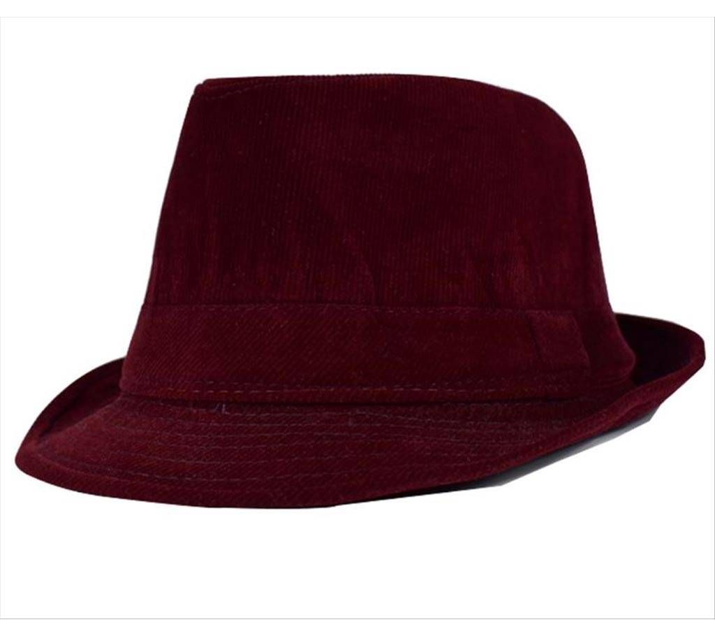 Maroon Cotton Velvet China Hat For Men