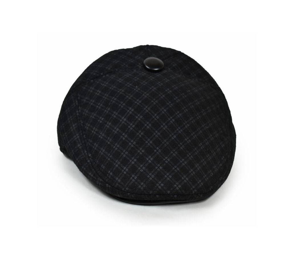 Black Cotton Flat Cap fir Men