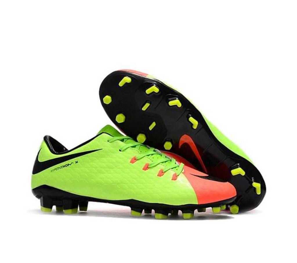Lime and Red Rubber Football Boot for Men