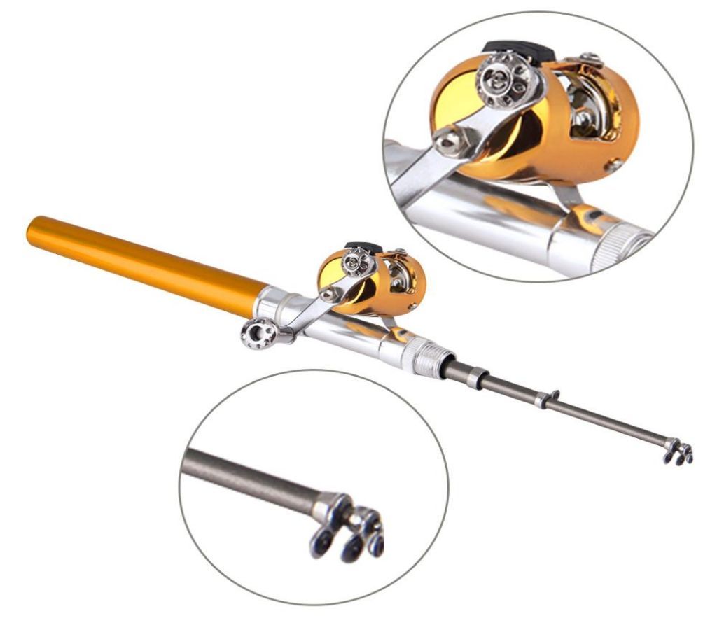 Mini Pocket Pen Fishing Rod Lightweight Aluminum Alloy Telescopic Fishing Pole With Reel For Outdoor Fishing