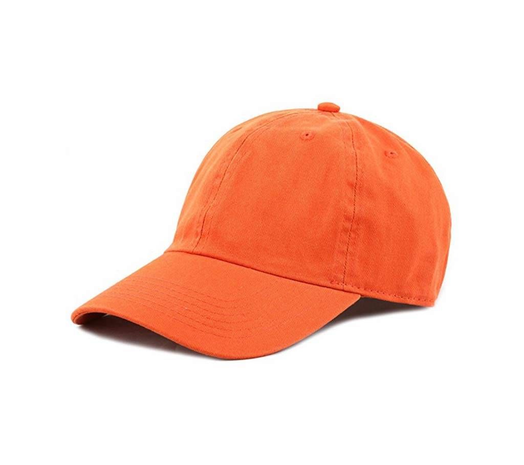Orange Cotton Cap For Men